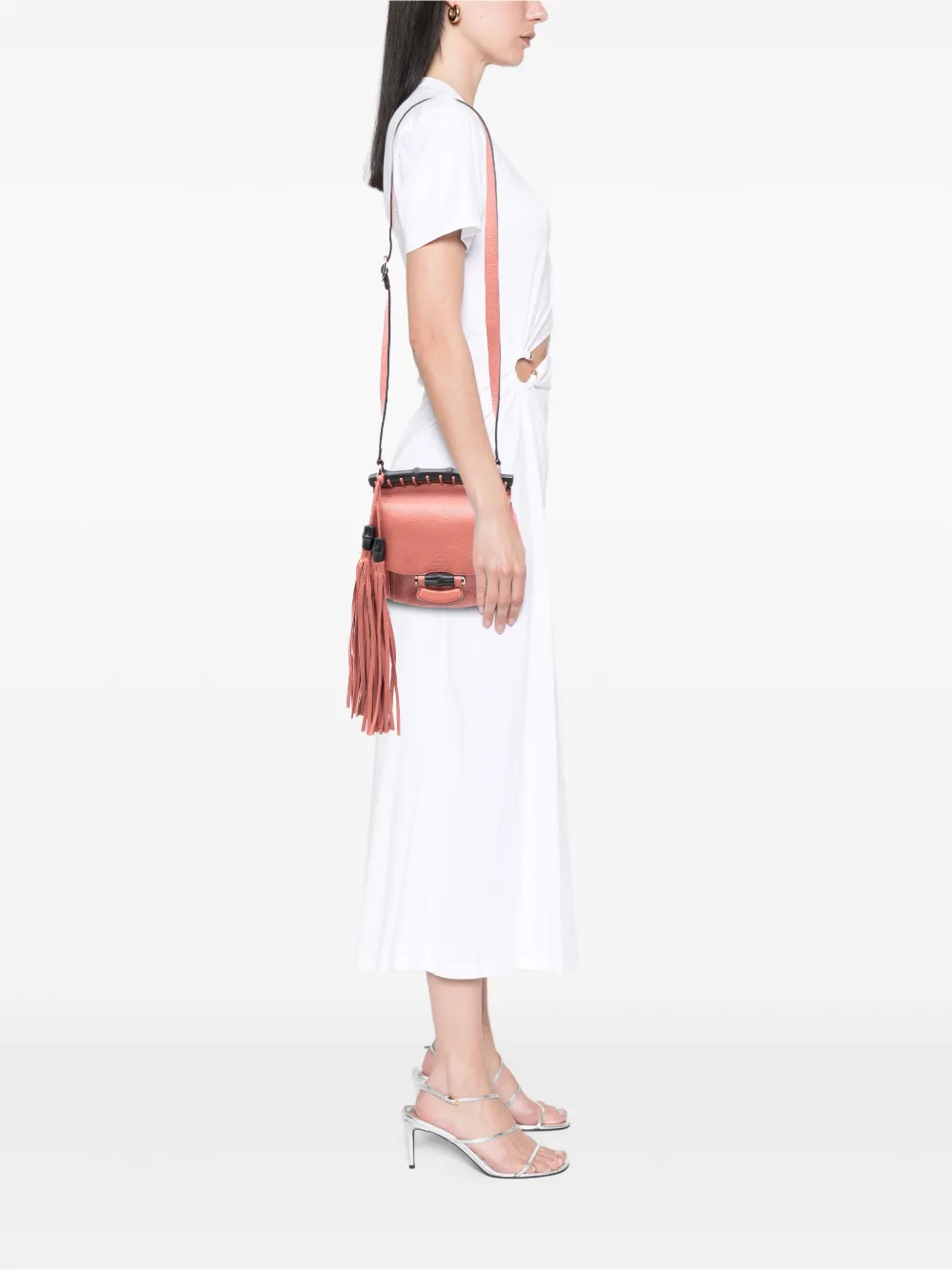 Gucci Pre-owned Petit Sac à Bandoulière Nouveau Fringe En Cuir à Loquet En Bambou (2000-2015) - Rose 