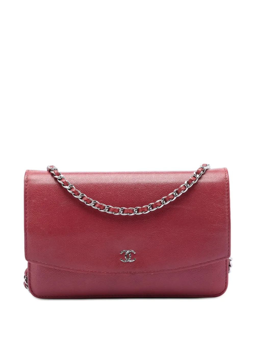 CHANEL Pre-Owned 2013-2014 CC Caviar Sevruga Wallet On Chain crossbody bag - Rosso