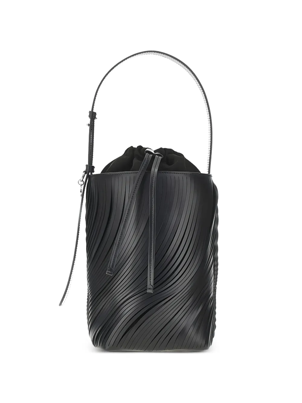Emporio Armani laser-cut leather bucket bag - Schwarz