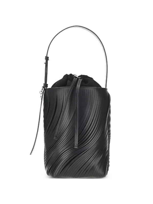 Emporio Armani Laser-cut Leather Bucket Bag in Black