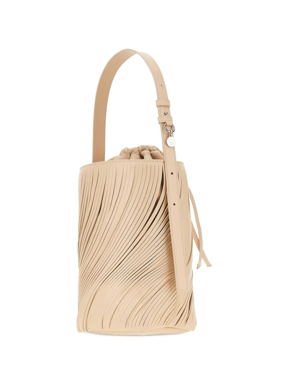 Emporio Armani Leren bucket-tas met franje Beige
