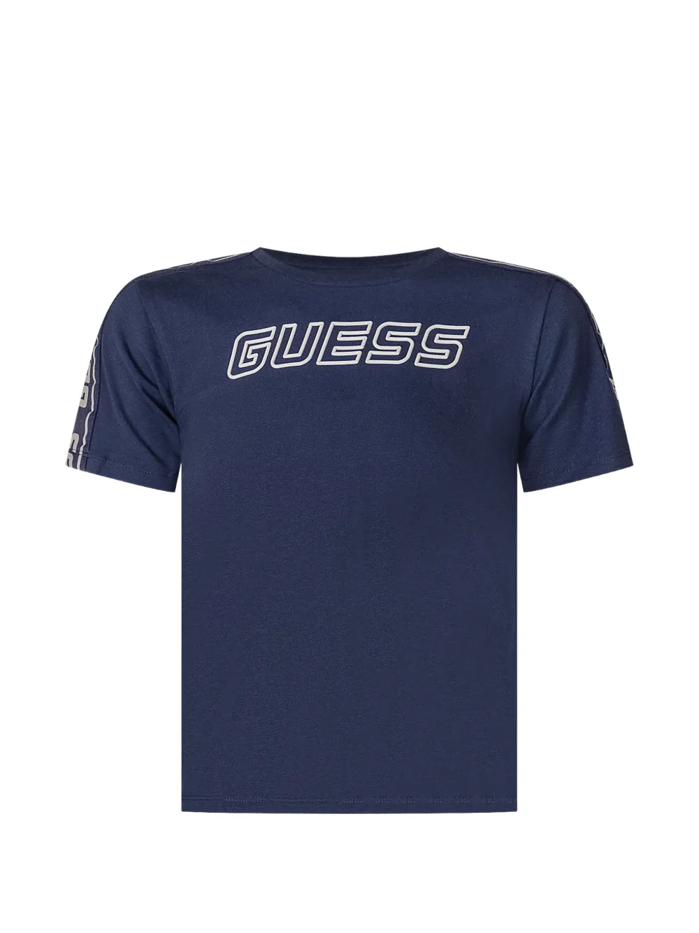guess kids logo-print tape-detail T-shirt - Blau