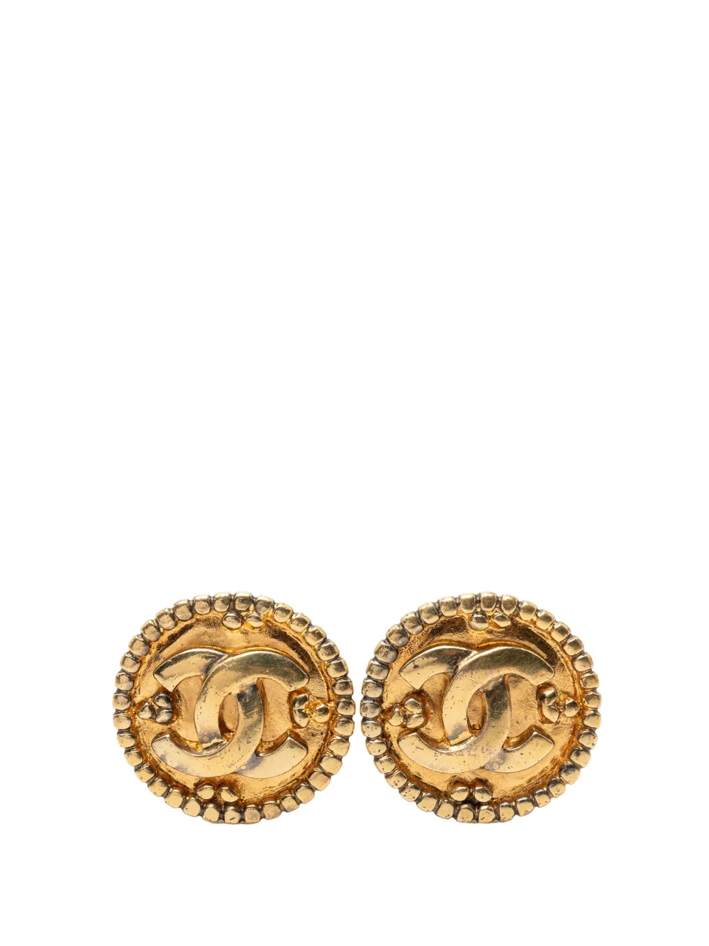 CHANEL Pre-Owned 1996 CC Gold Plated Round Clip On Earrings costume earrings - Oro
