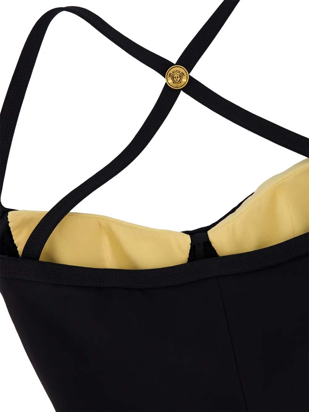 Versace Maxi-jurk met gekruiste bandjes en Medusa-plakkaat Zwart
