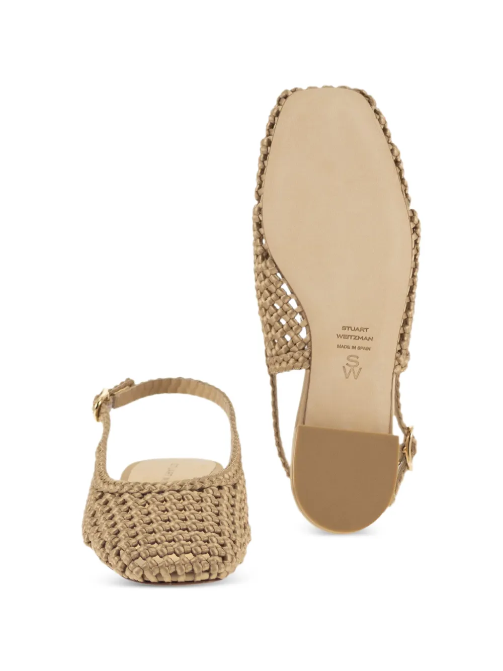 Stuart Weitzman interwoven pointed-toe ballet flats Beige