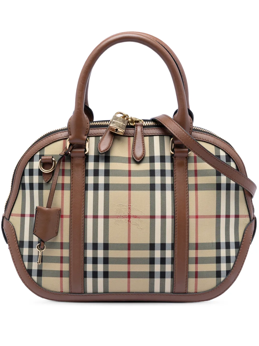 Burberry Pre-Owned 2000-2017 Small Haymarket Check Coated Canvas Orchard Bowling Bag satchel - Nude