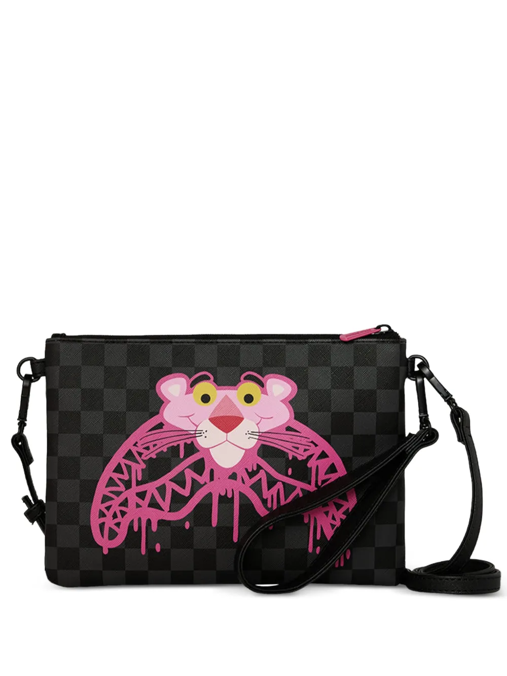 Sprayground x Pink Panther checkered clutch bag - Schwarz