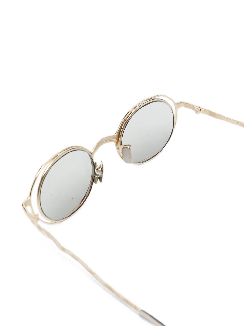 Kuboraum H11 zonnebril met rond montuur en gehamerd effect Goud