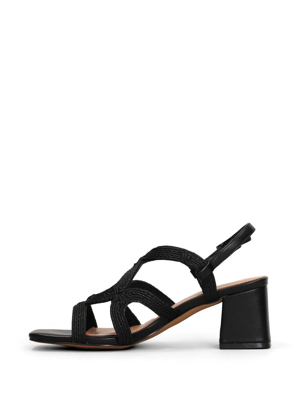 Bibi Lou Meli sandalen met geweven bandje en blokhak Zwart