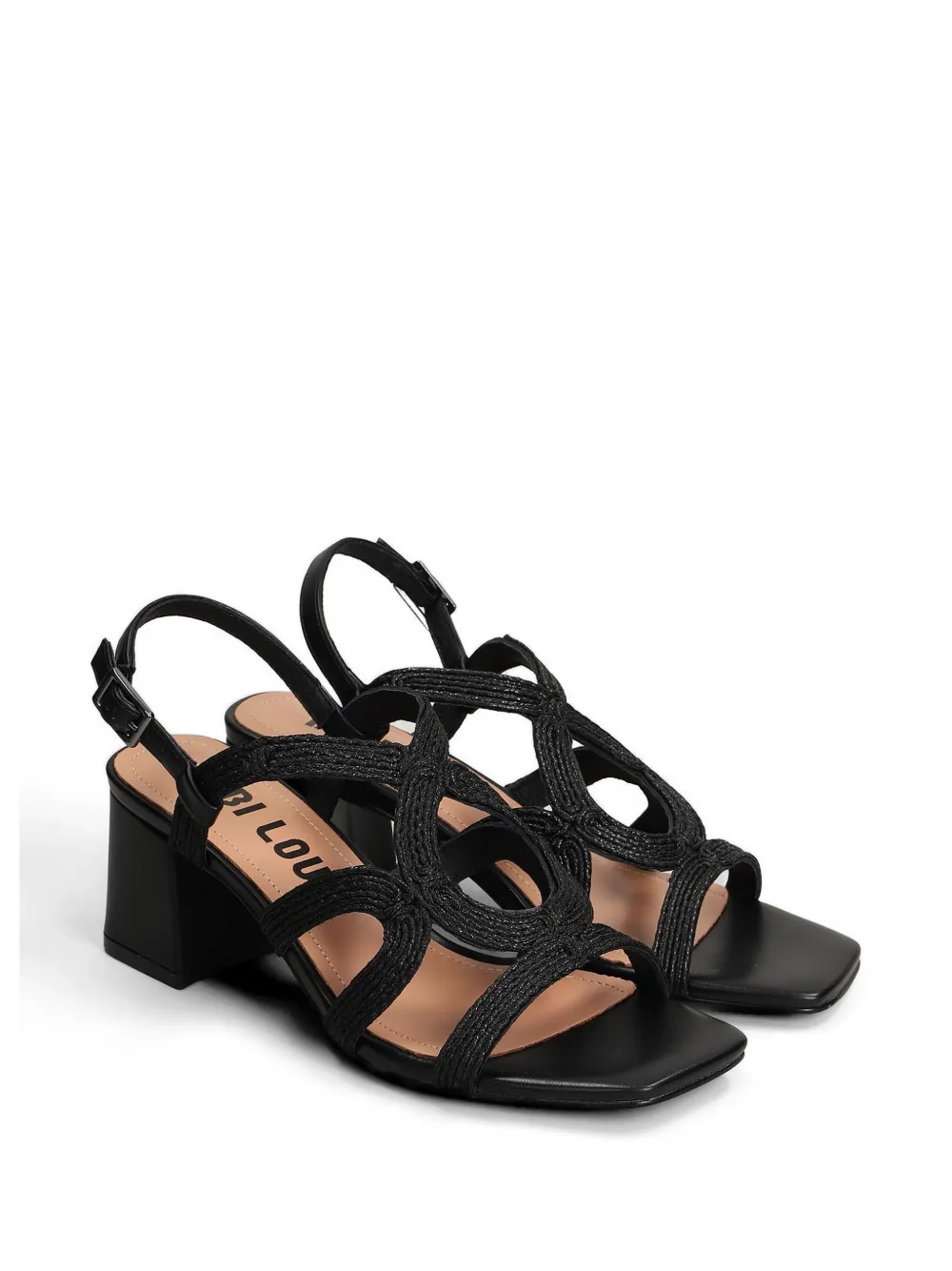 Bibi Lou Meli sandalen met geweven bandje en blokhak Zwart