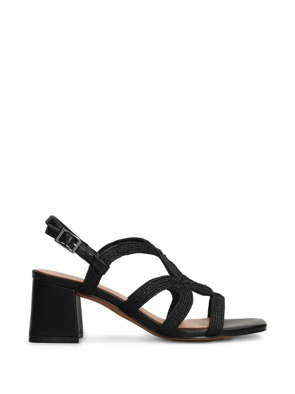 Bibi Lou Meli sandalen met geweven bandje en blokhak Zwart
