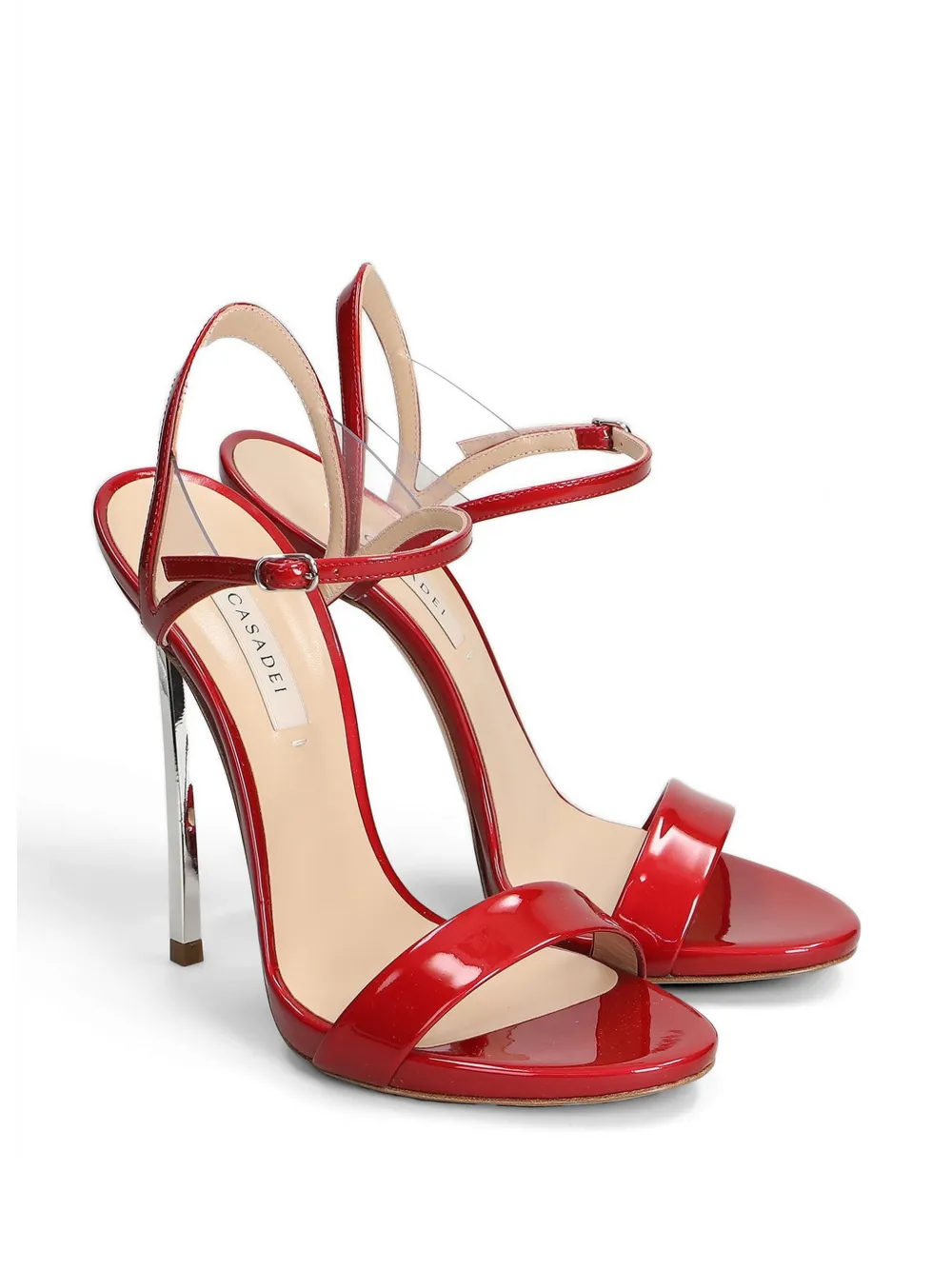 Casadei 80mm Samurai patent-finish heeled sandals Rood