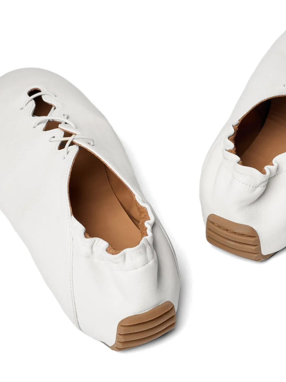 ODISSI Milly gewelfde leren sneakers Wit
