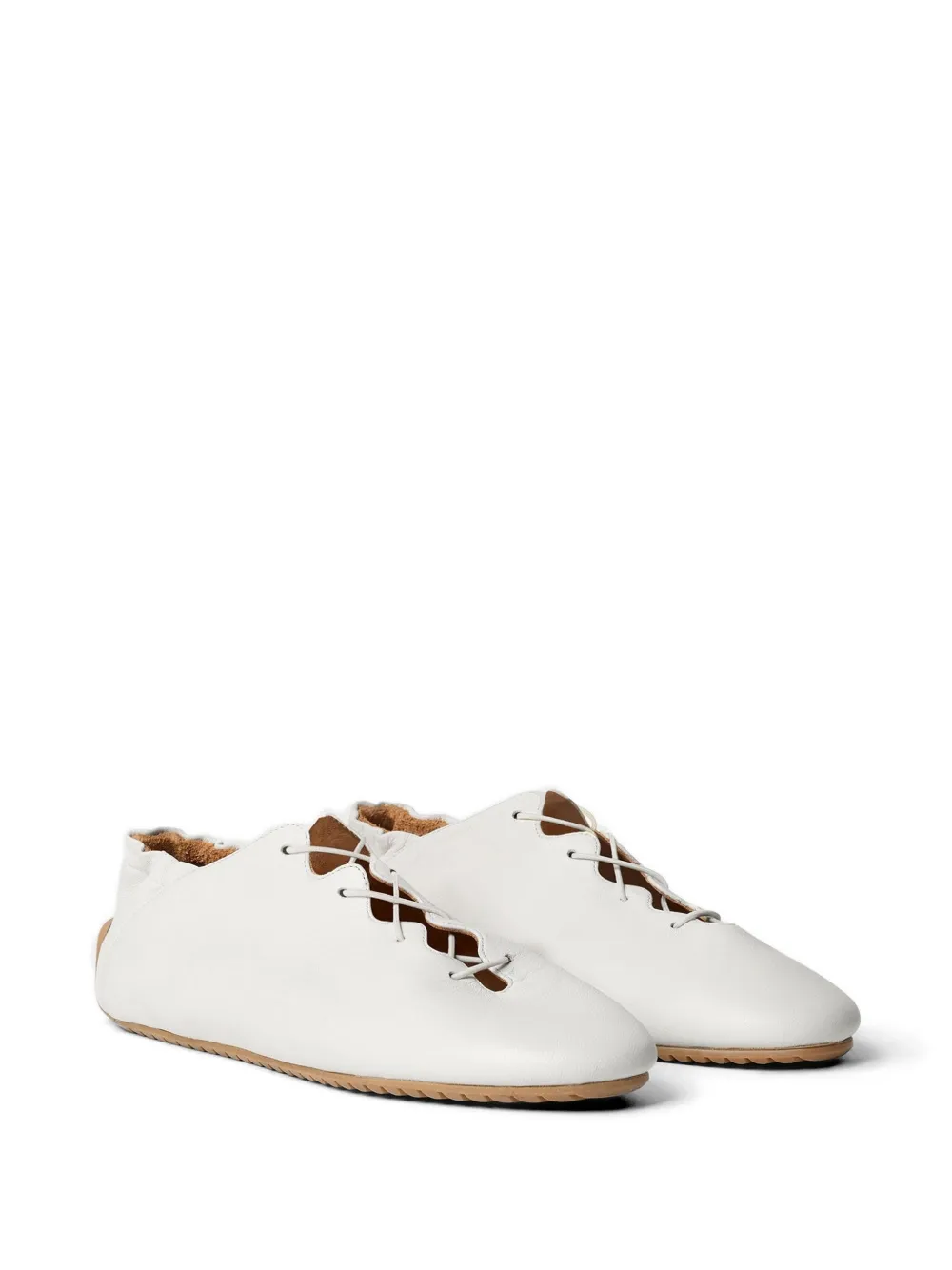 ODISSI Milly gewelfde leren sneakers Wit