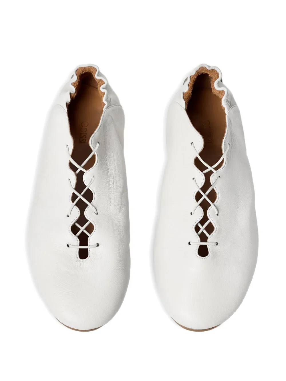 ODISSI Milly gewelfde leren sneakers Wit