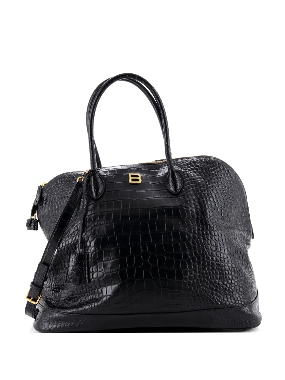 Balenciaga Pre-Owned Ville Bag Crocodile Embossed Leather Large handbag - Nero