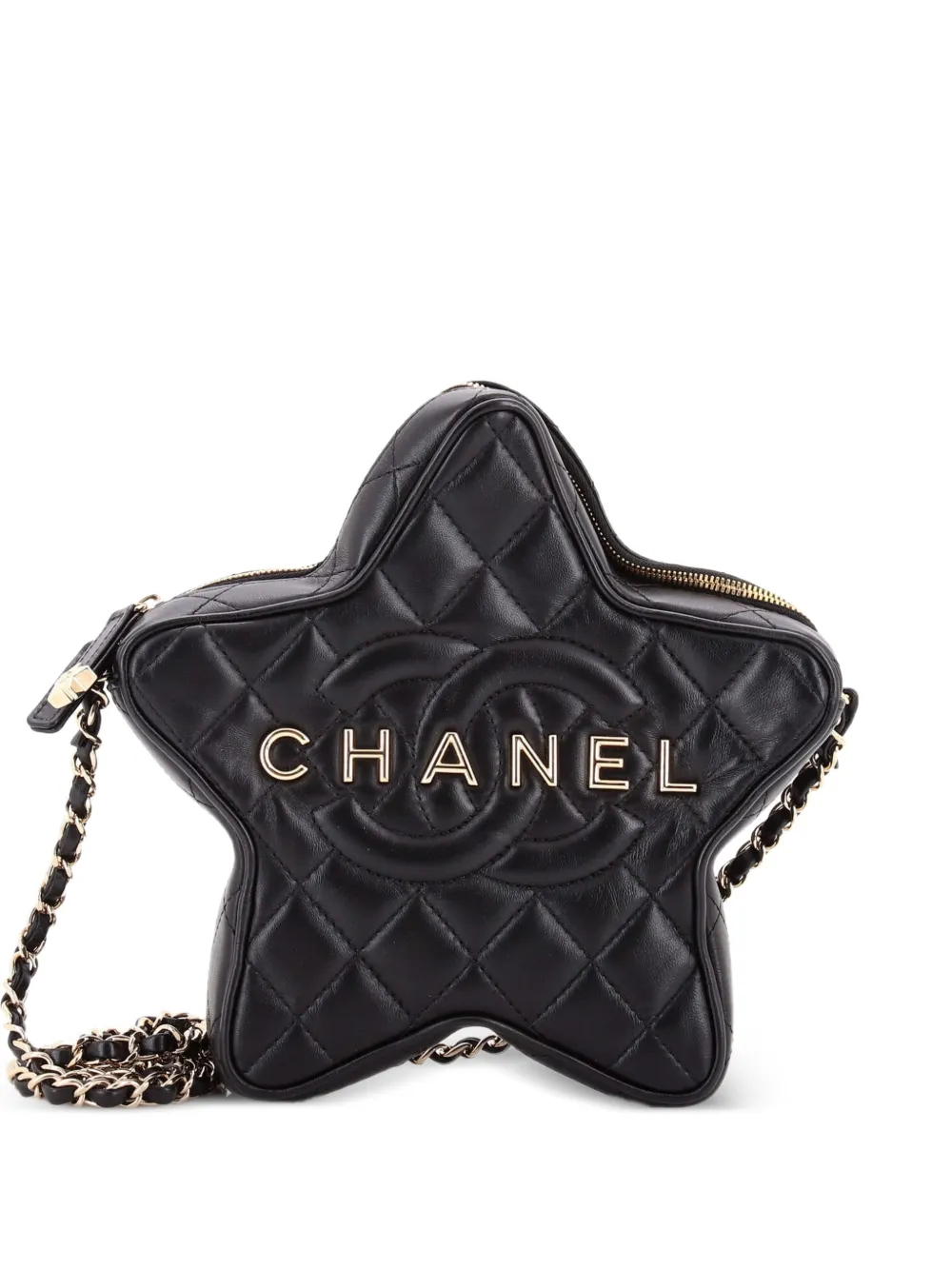CHANEL Pre-Owned CC Walk of Fame Star Bag Quilted Lambskin crossbody bag - Schwarz