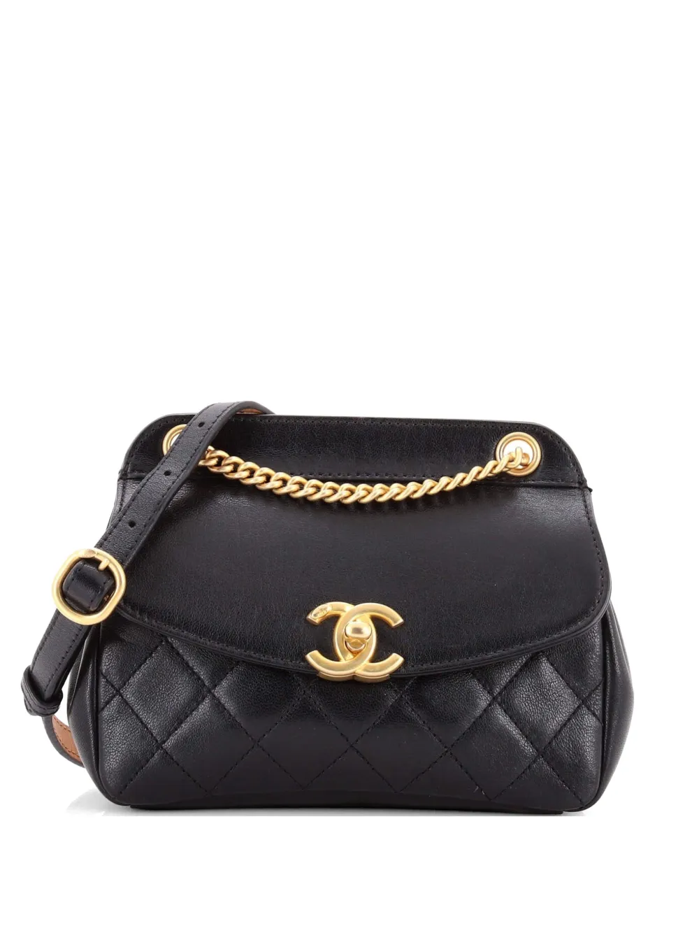 CHANEL Pre-Owned Curved Flap Bag Quilted Lambskin Small shoulder bag - Nero
