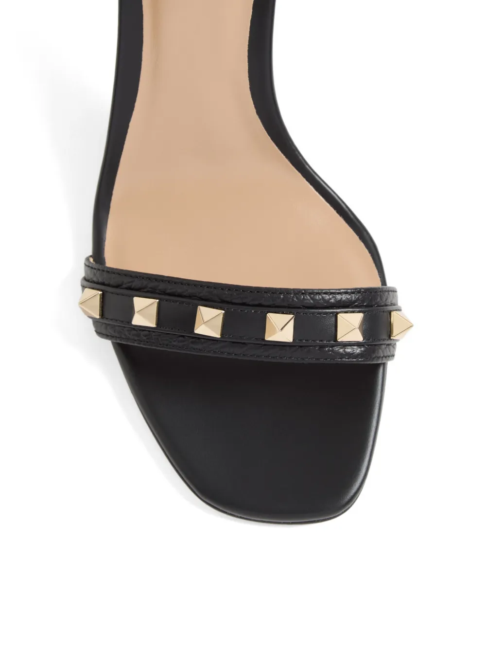 Valentino Garavani Rockstud sandals in grainy calfskin with strap 80mm Zwart