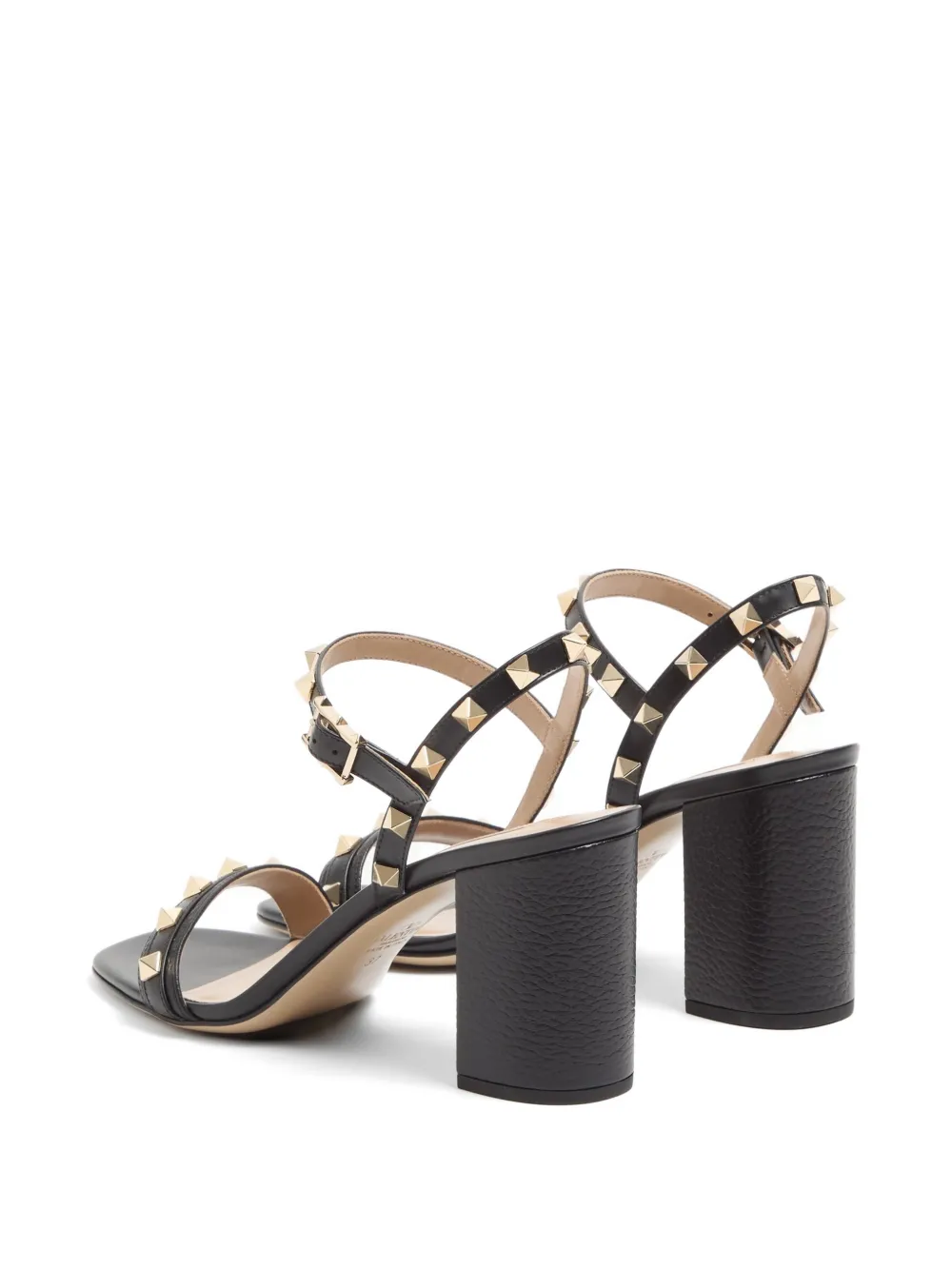 Valentino Garavani Rockstud sandals in grainy calfskin with strap 80mm Zwart