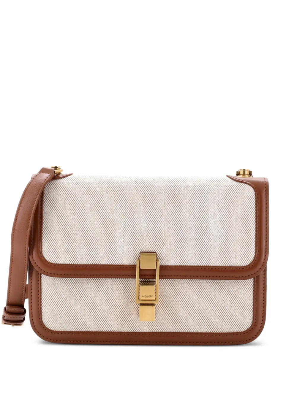 Saint Laurent Pre-Owned Carre Satchel Canvas with Leather Medium shoulder bag - Braun