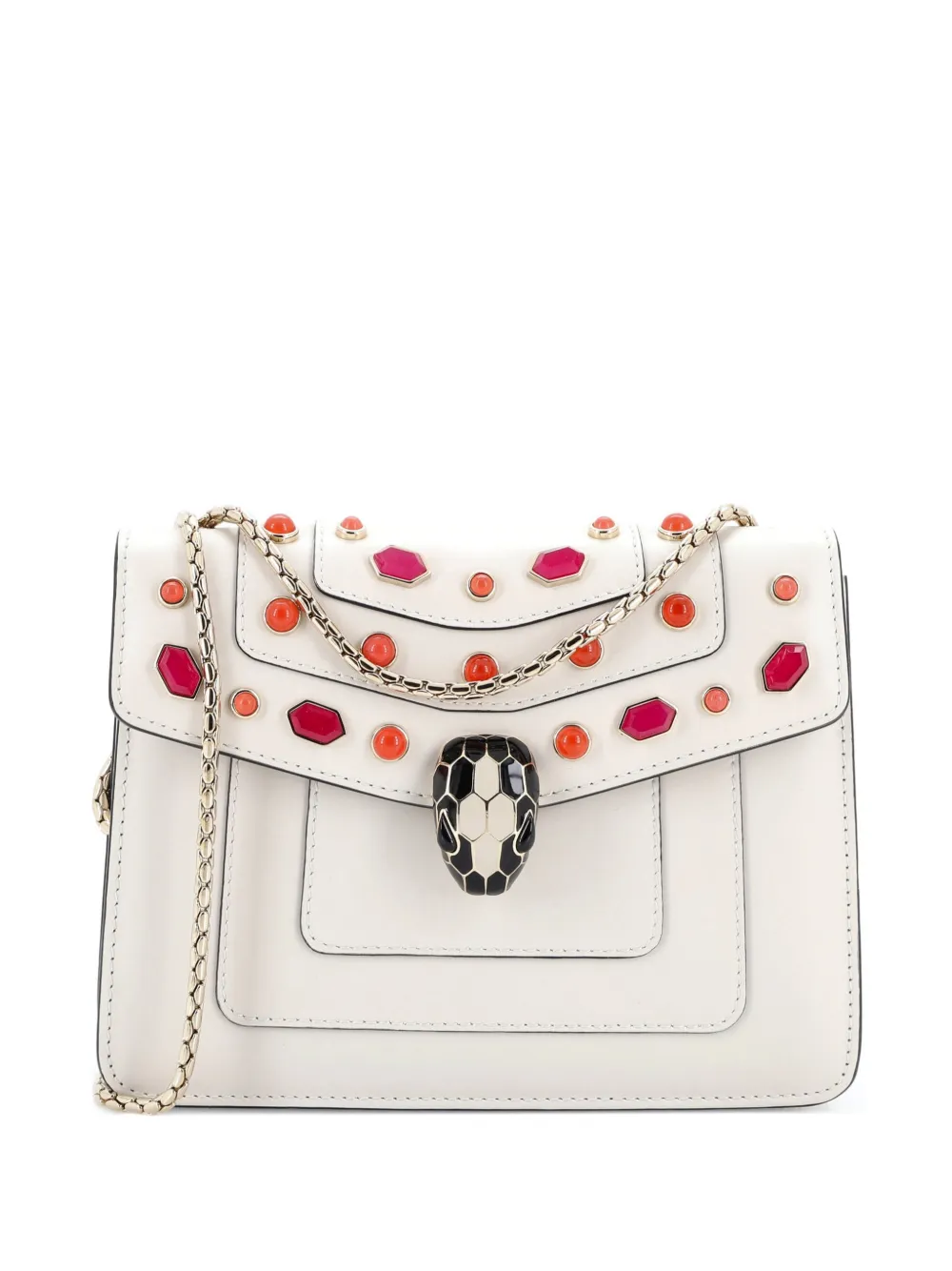 Bvlgari Pre-Owned Borsa a spalla Serpenti Forever mini con decorazione - Bianco