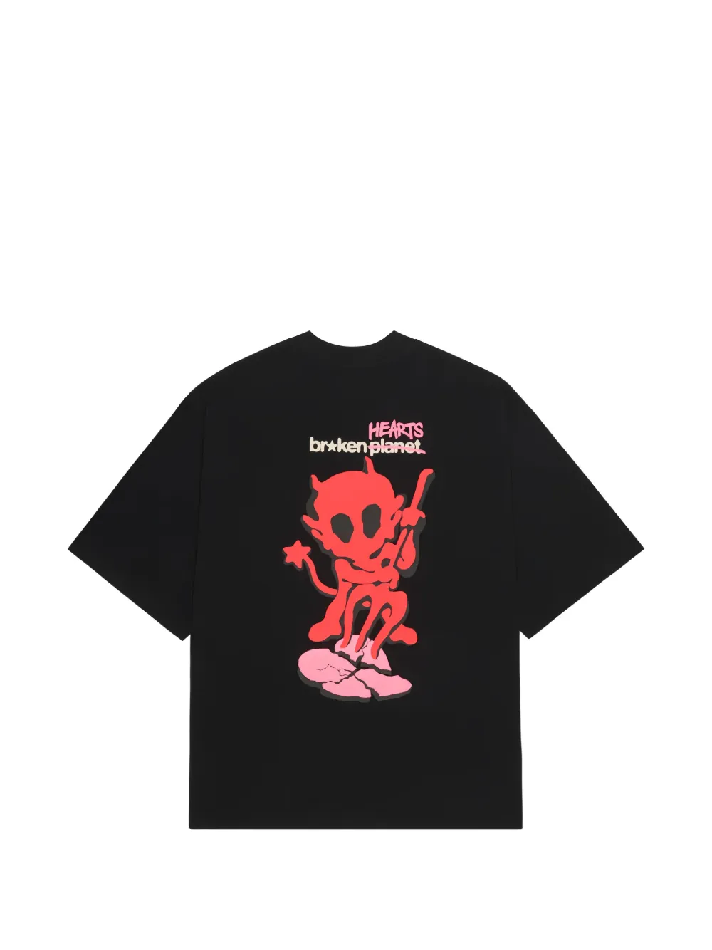 BROKEN PLANET No time for love katoenen T-shirt met grafische print Zwart