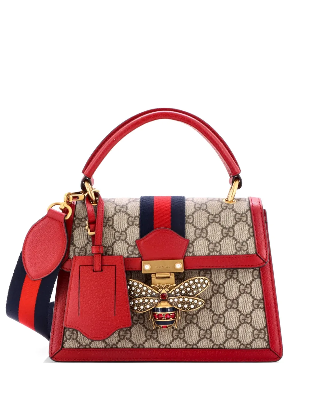 Gucci Pre-Owned Queen Margaret Top Handle Bag GG Coated Canvas with Leather Small satchel - Rosso