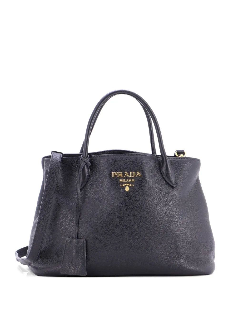 Prada Pre-Owned Dual Strap Convertible Open Tote Vitello Daino Medium satchel - Nero