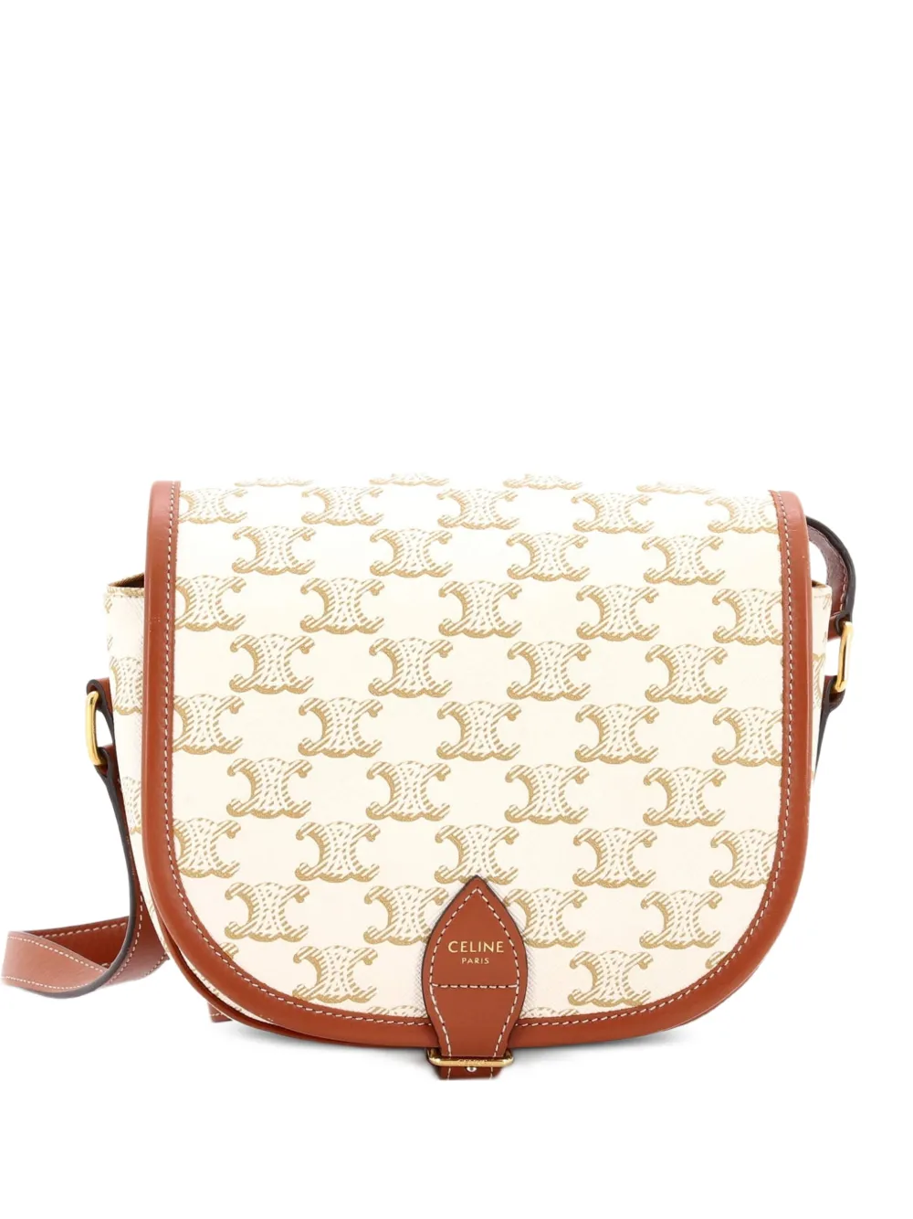 Celine Pre-Owned Folco Bag Triomphe Coated Canvas Medium crossbody bag - Toni neutri