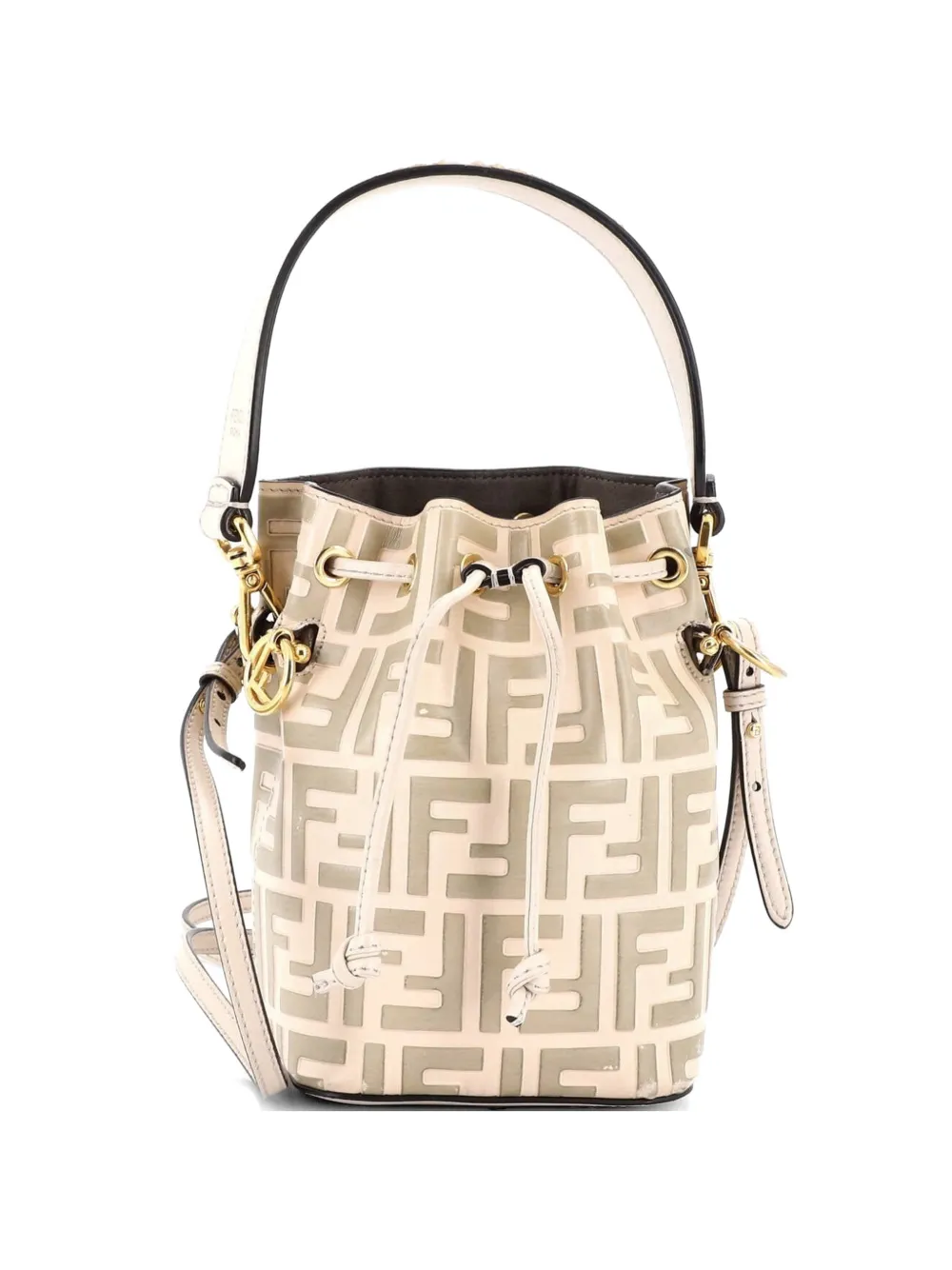 Fendi Pre-Owned Borsa a secchiello Mon Tresor mini in pelle goffrata con motivo Zucca - Toni neutri