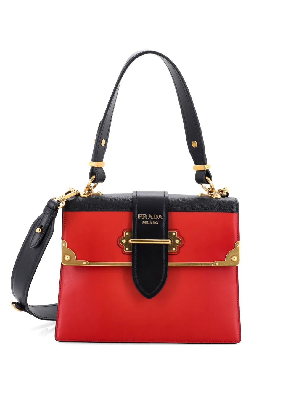 Prada Pre-Owned Cahier Convertible City Calf and Saffiano Medium shoulder bag - Nero