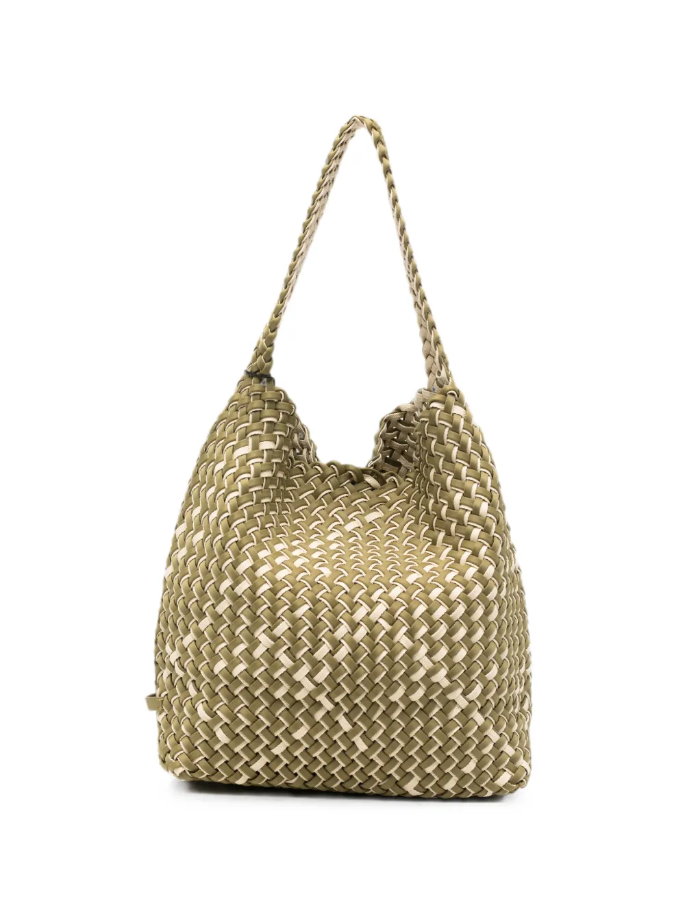 Naghedi Medium Nomad Double-weave Bucket Bag In Green