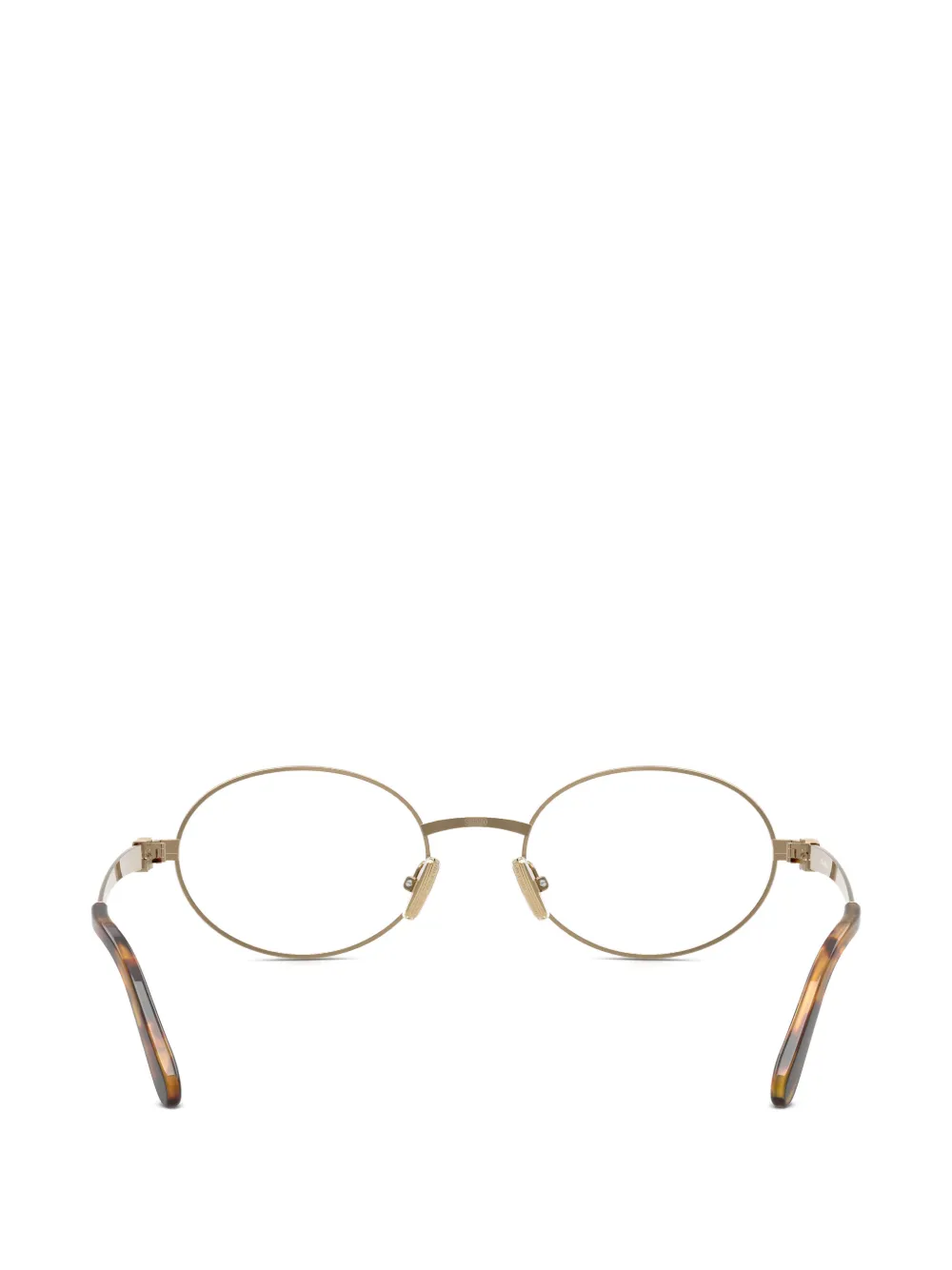 Miu Eyewear Bril met ovalen montuur en logo-plakkaat Goud