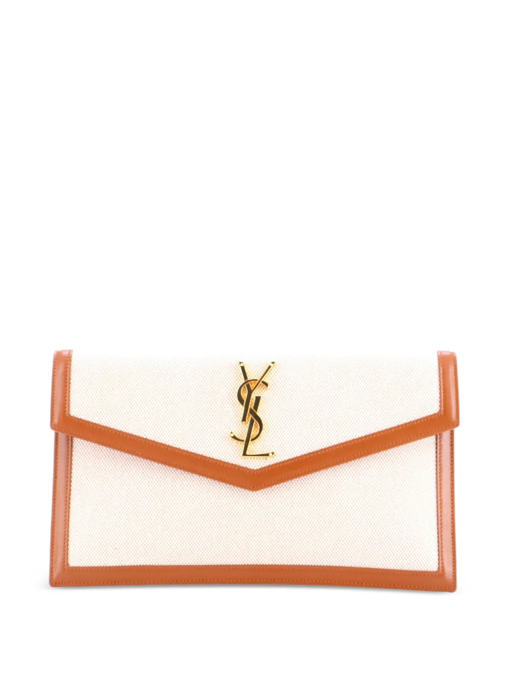 Saint Laurent Pre-Owned Uptown Pouch Printed Canvas clutch bag - Braun