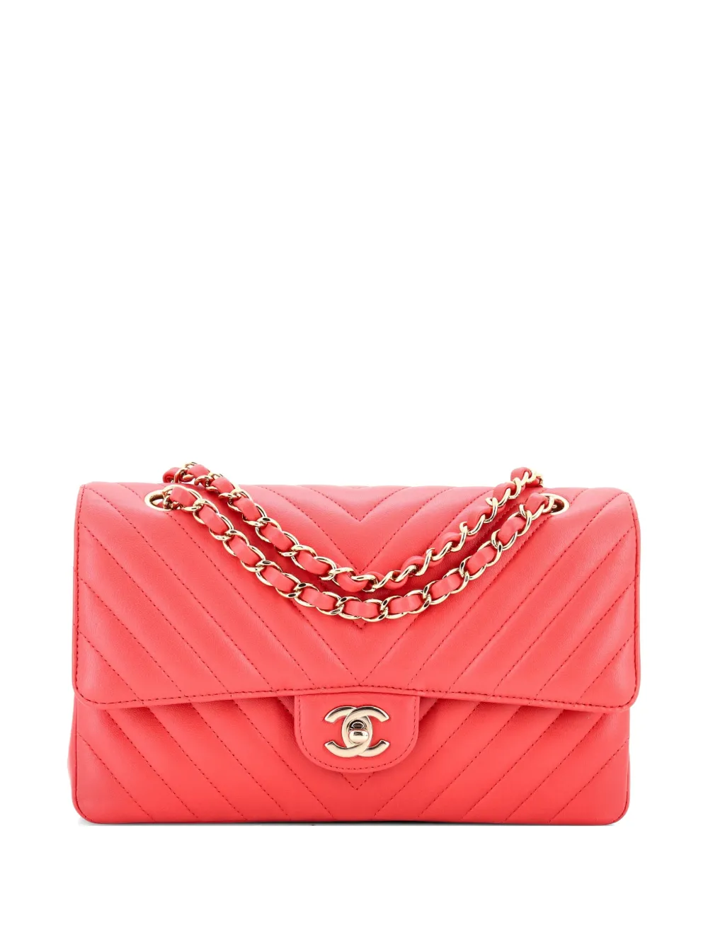 CHANEL Pre-Owned Classic Double Flap Bag Chevron Lambskin Medium shoulder bag - Rosa