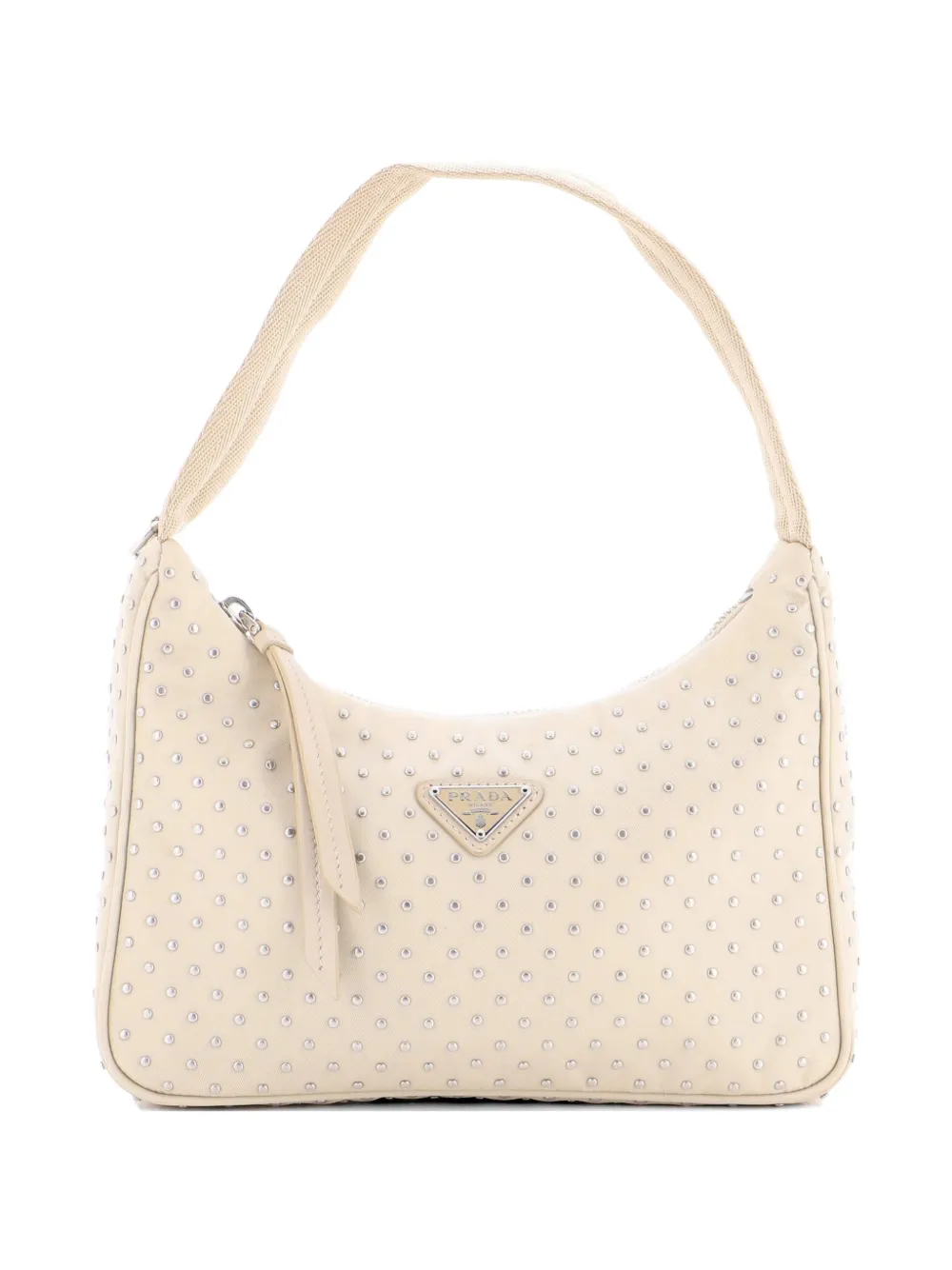 Prada Pre-Owned Re-Edition 2000 Hobo Studded Tessuto Mini shoulder bag - Toni neutri