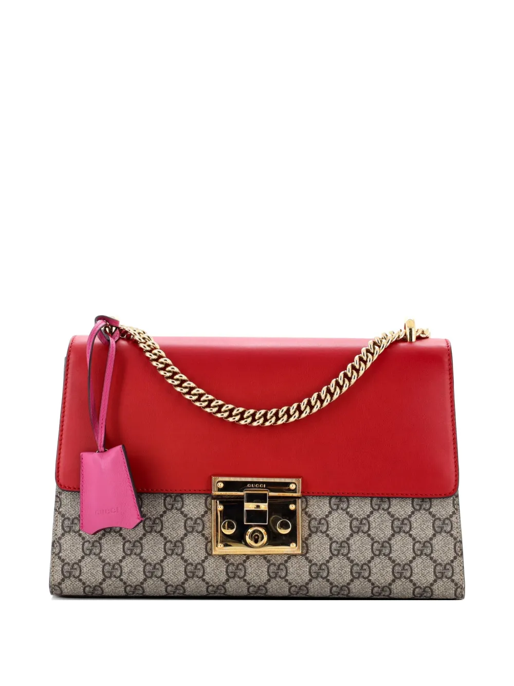 Gucci Pre-Owned Borsa a spalla Padlock media in tela cerata GG e pelle - Rosso