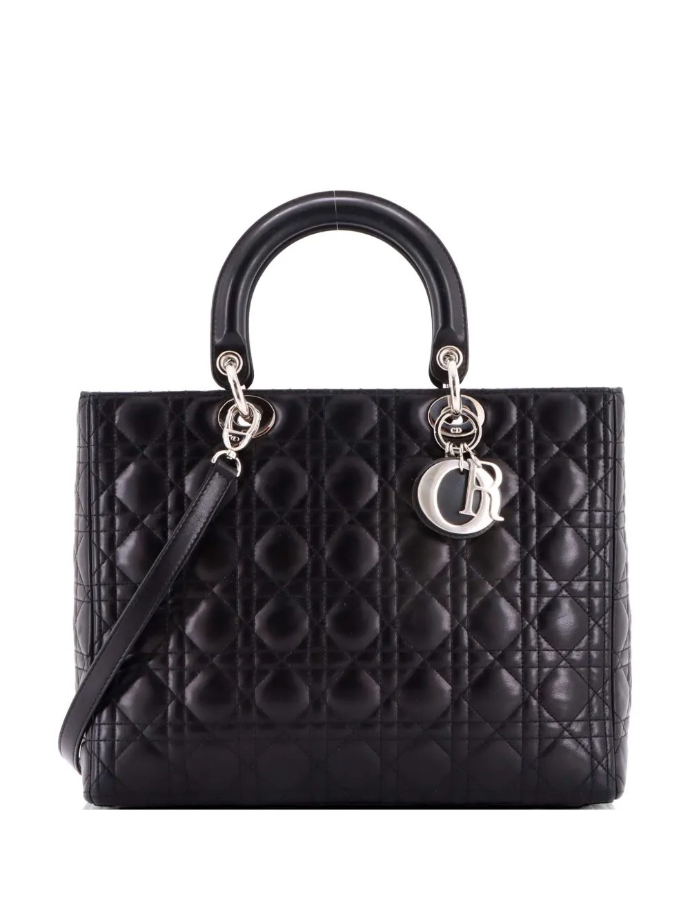 Christian Dior Pre-Owned Borsa tote Lady Dior grande in pelle di agnello trapuntata con motivo Cannage - Nero
