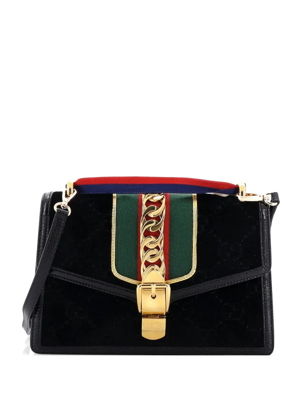 Gucci Pre-Owned Borsa a spalla Sylvie piccola in velluto GG con tracolla - Nero