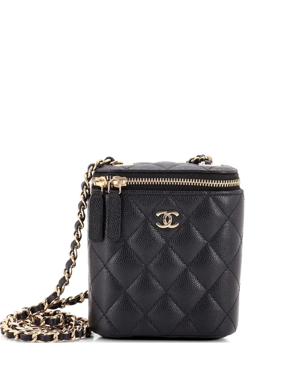 CHANEL Pre-Owned Vertical Classic Vanity Case with Chain Quilted Caviar Small shoulder bag - Nero