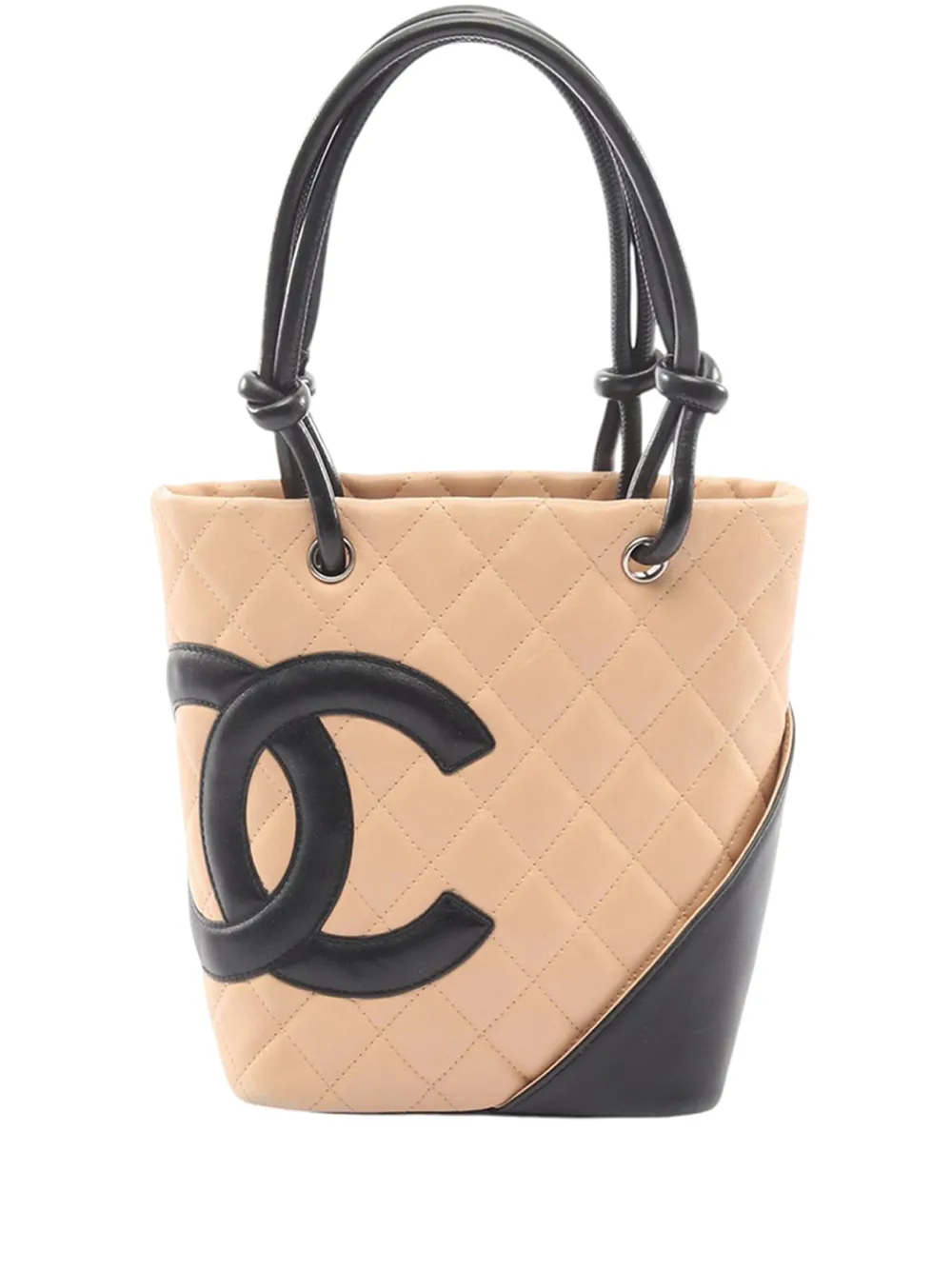 CHANEL Pre-Owned 2003-2004 Small Quilted Calfskin Cambon Ligne tote bag - Toni neutri