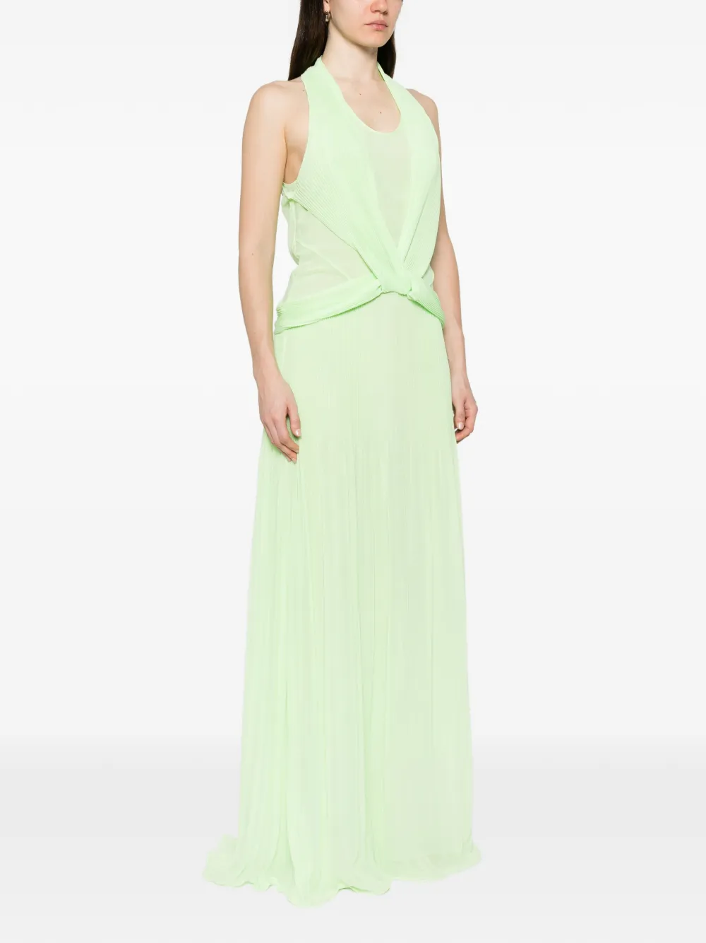 Genny Geplooide maxi-jurk met gedraaid detail Groen