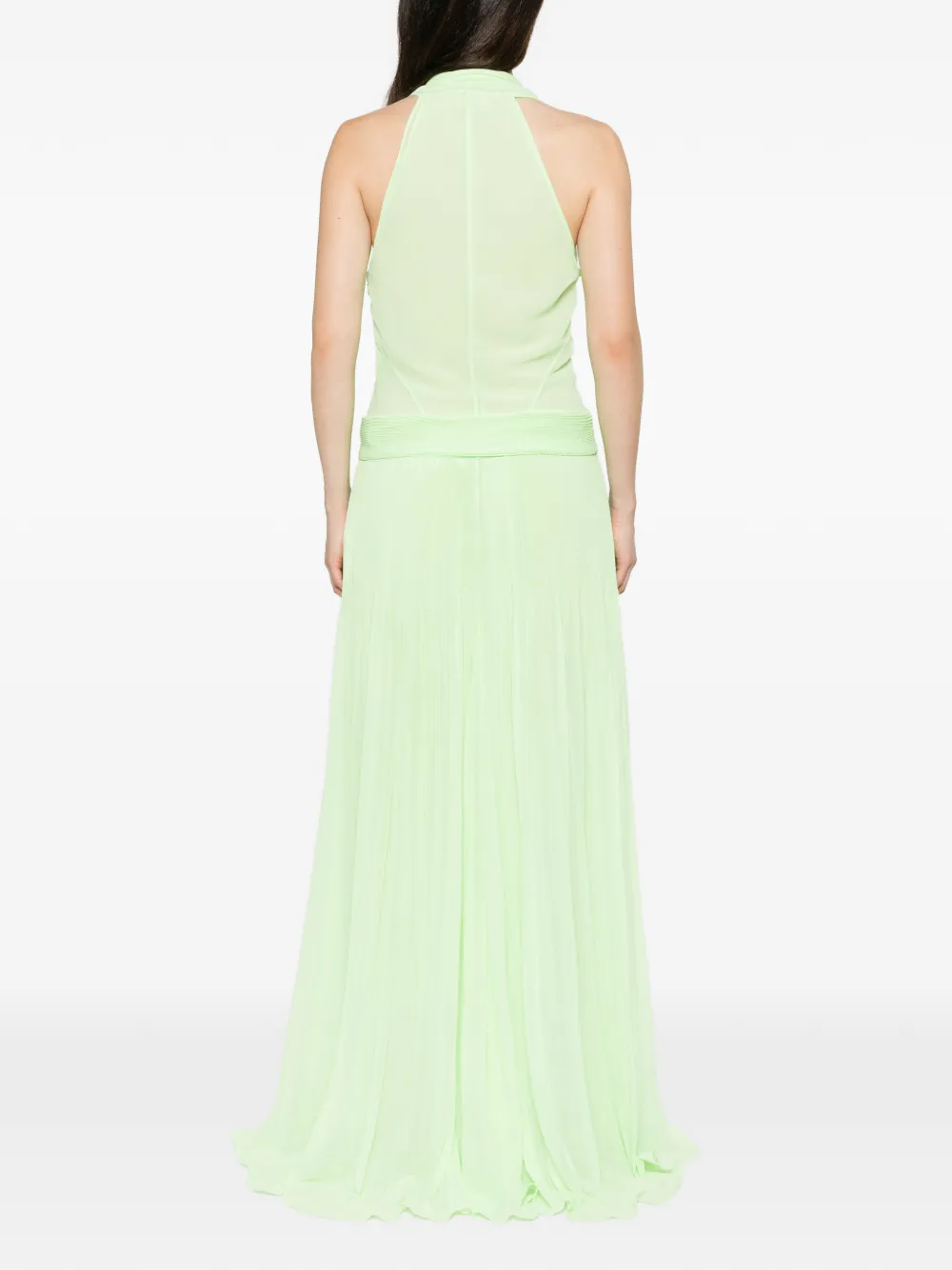 Genny Geplooide maxi-jurk met gedraaid detail Groen