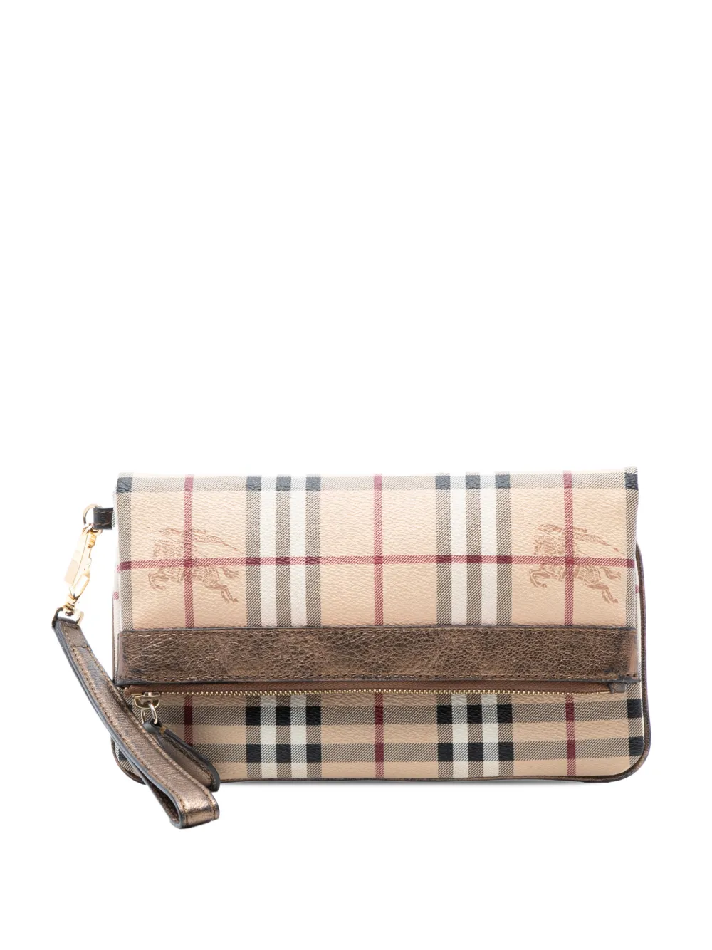 Burberry Pre-Owned 2000-2017 Haymarket Check Coated Canvas Adeline Fold Over Wristlet clutch bag - Toni neutri