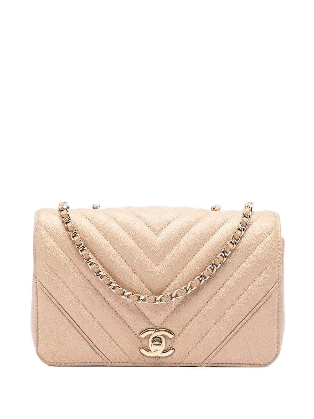 CHANEL Pre-Owned 2019 Small Chevron Caviar Statement Flap crossbody bag - Toni neutri