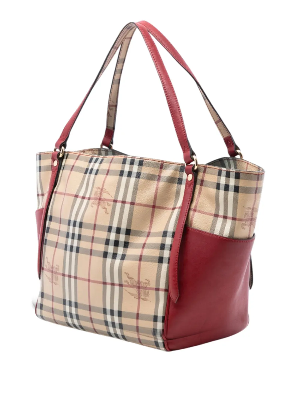  Burberry Pre-owned Borsa Tote Piccola In Tela Cerata Canterbury Con Motivo Haymarket Check E Rifiniture In Pelle 2000-2017 - Toni Neutri 