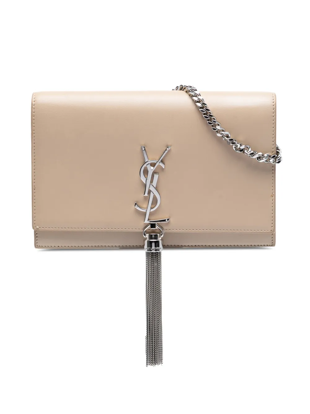 Saint Laurent Pre-Owned 2018 Smooth Calfskin Monogram Kate Tassel Wallet on Chain crossbody bag - Toni neutri