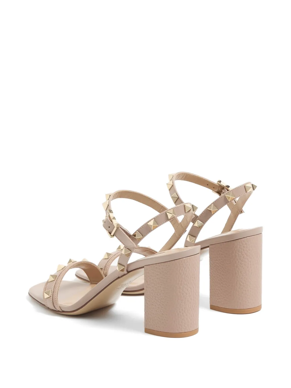 Valentino Garavani Rockstud sandalen van korrelig kalfsleer met bandje 80 mm Beige