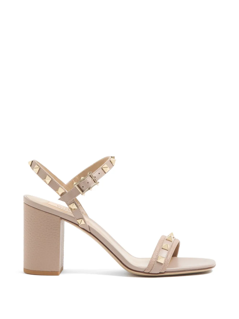 Valentino Garavani Rockstud sandalen van korrelig kalfsleer met bandje 80 mm Beige